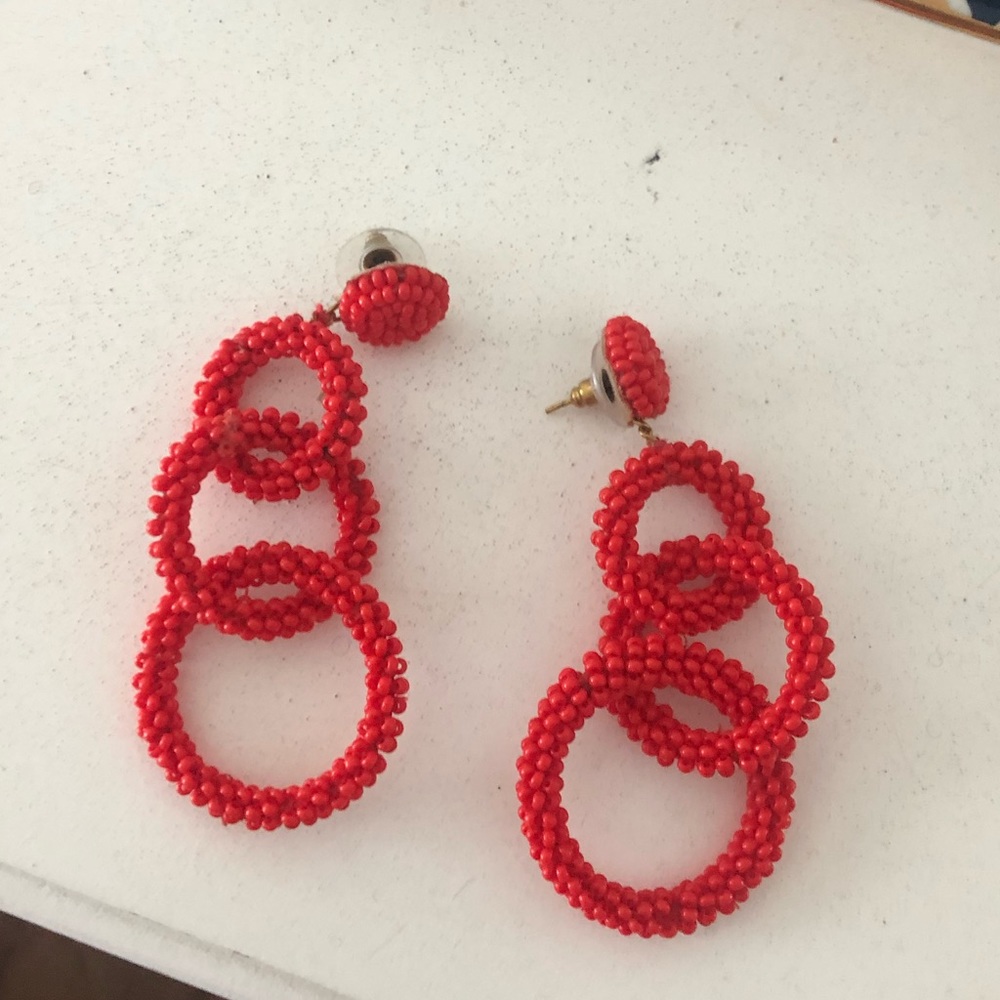 anthropologie red drop earrings